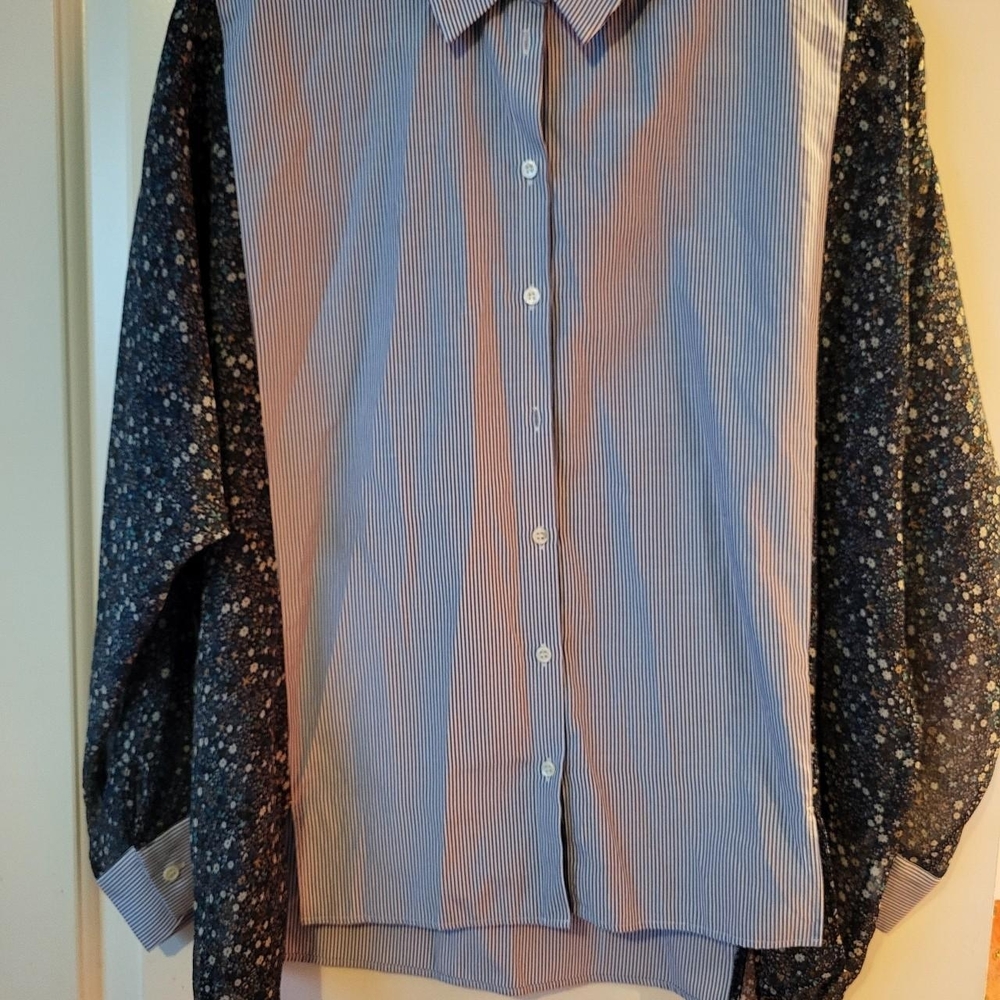 Zara Blue Striped and Black Floral Men's Shirt